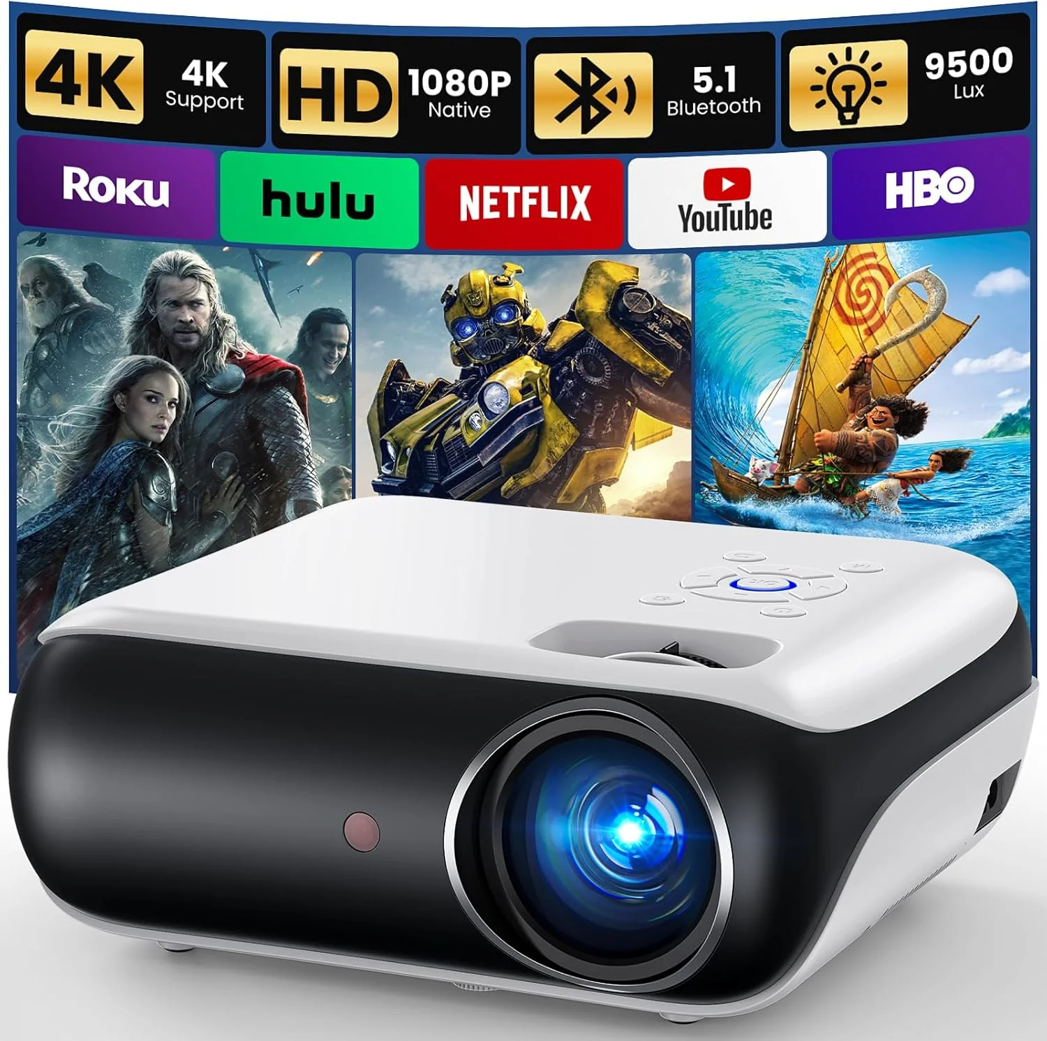 CRYSTALCLEAR©  HD TV PROJECTOR - 1080P - with Built-in Speaker -Portable Indoor / Outdoor Movie Projector