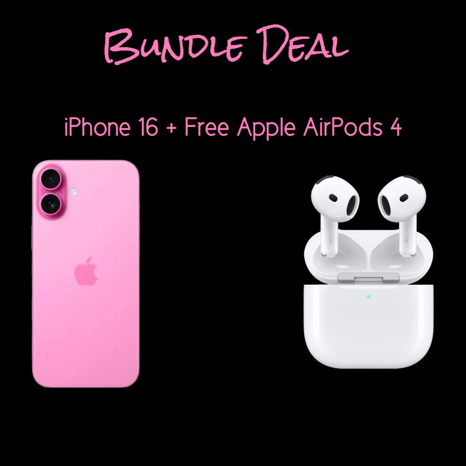 iPhone 16 Unlocked + Free New AirPods 4 (Latest) Bundle (Finance for little as $50 down)